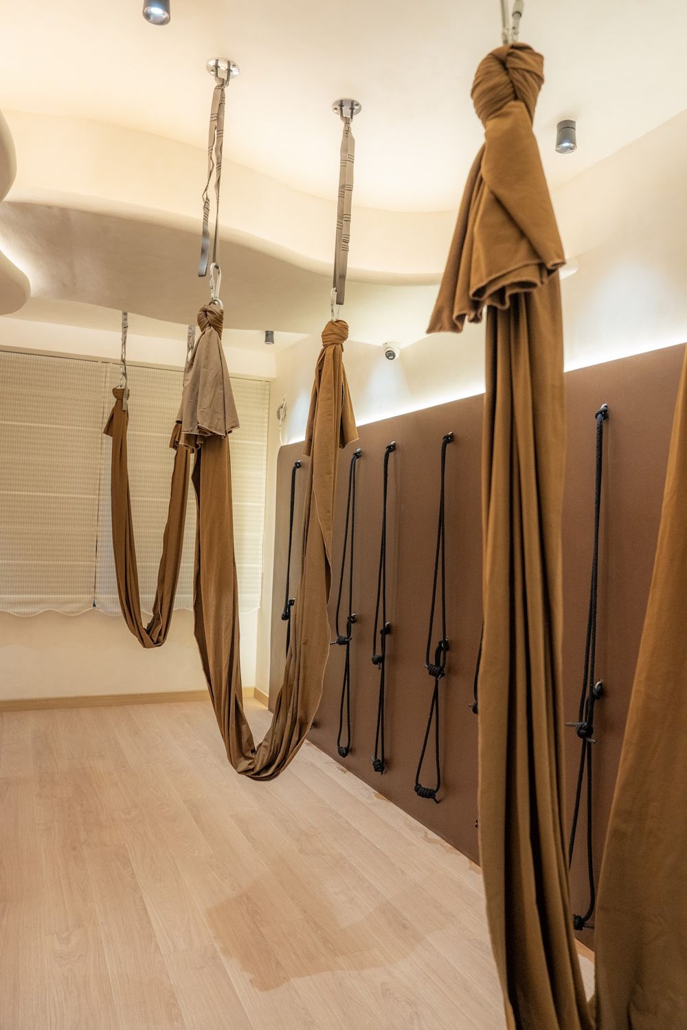 Aerial yoga silks in the O5 studio